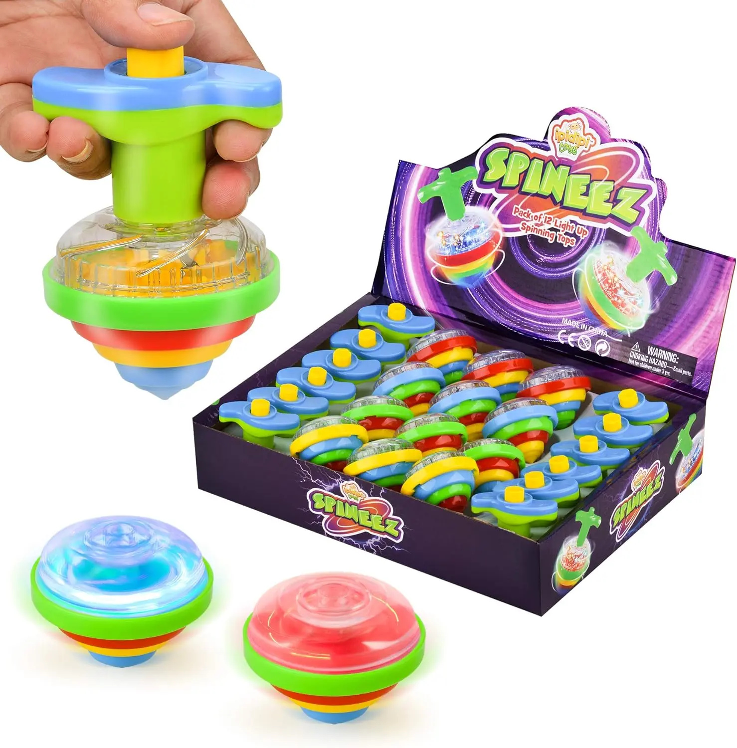 Light Up Spinning Tops for Kids  LED Spinner Toys - Birthday Party Favors, Goodie Bag Stuffers for Kids, School Prizes for Boys & Girls