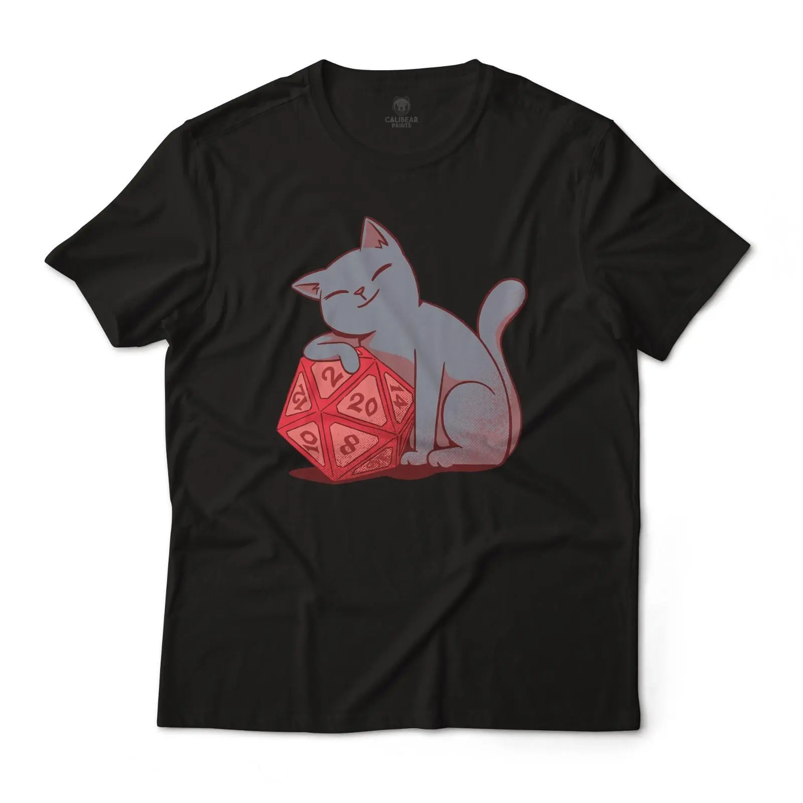 Dungeons And Dragons Cat D20 Dice Graphic T-Shirt Lightweight Cotton Tee Unisex Casual Loose Fit Casual Comfy Fashion Round Neck Soft