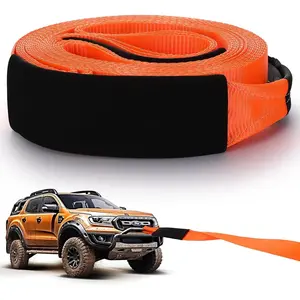 3" x 50 ft Recovery Tow Strap Road Straps Heavy Duty Tow Rope Recovery Rope with Reinforced Loops and Protective Sleeves for Vehicle Truck Winching Gear Accessories 20, 000 Lbs