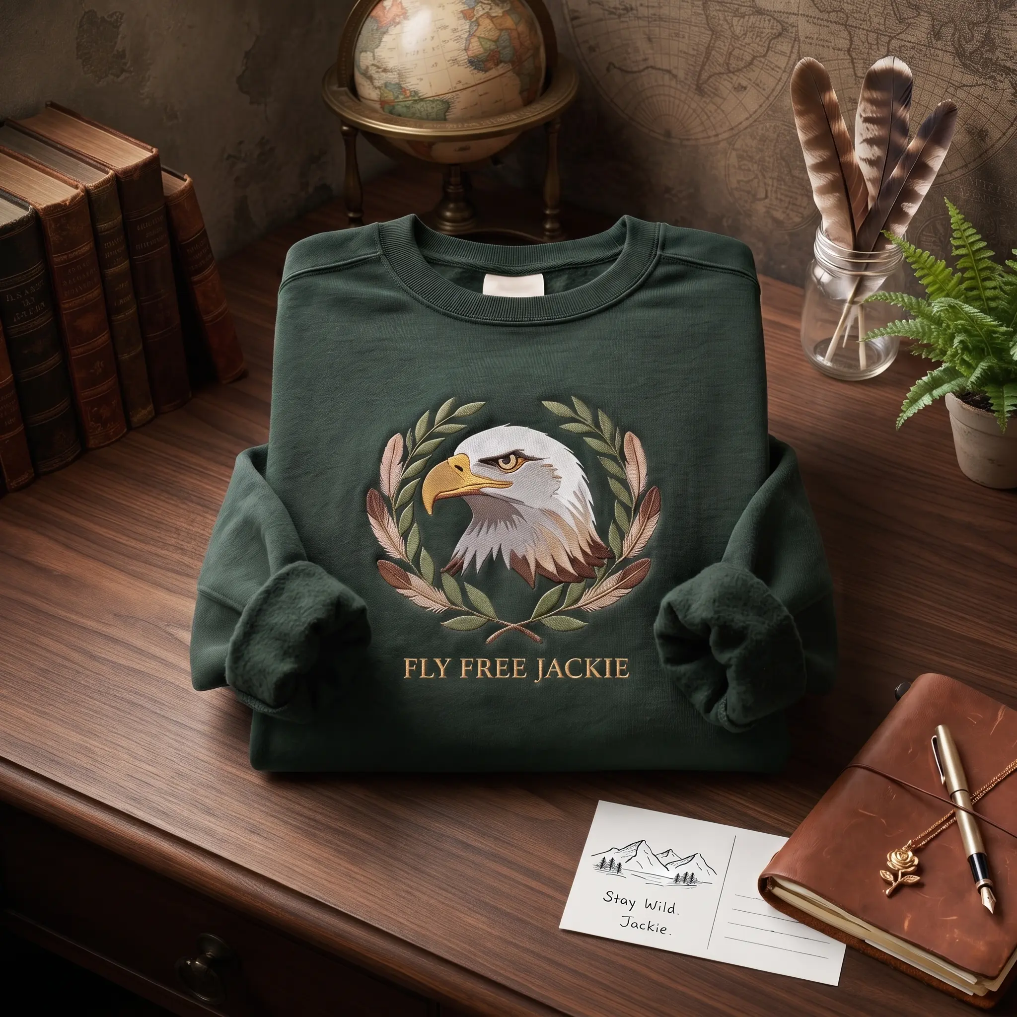 Embroidered Fly Free Jackie Eagle Shirt, RIP Jackie 2012 2026 Tribute,Big Bear Bald Eagle Memorial Crewneck, Pepper Sweatshirt