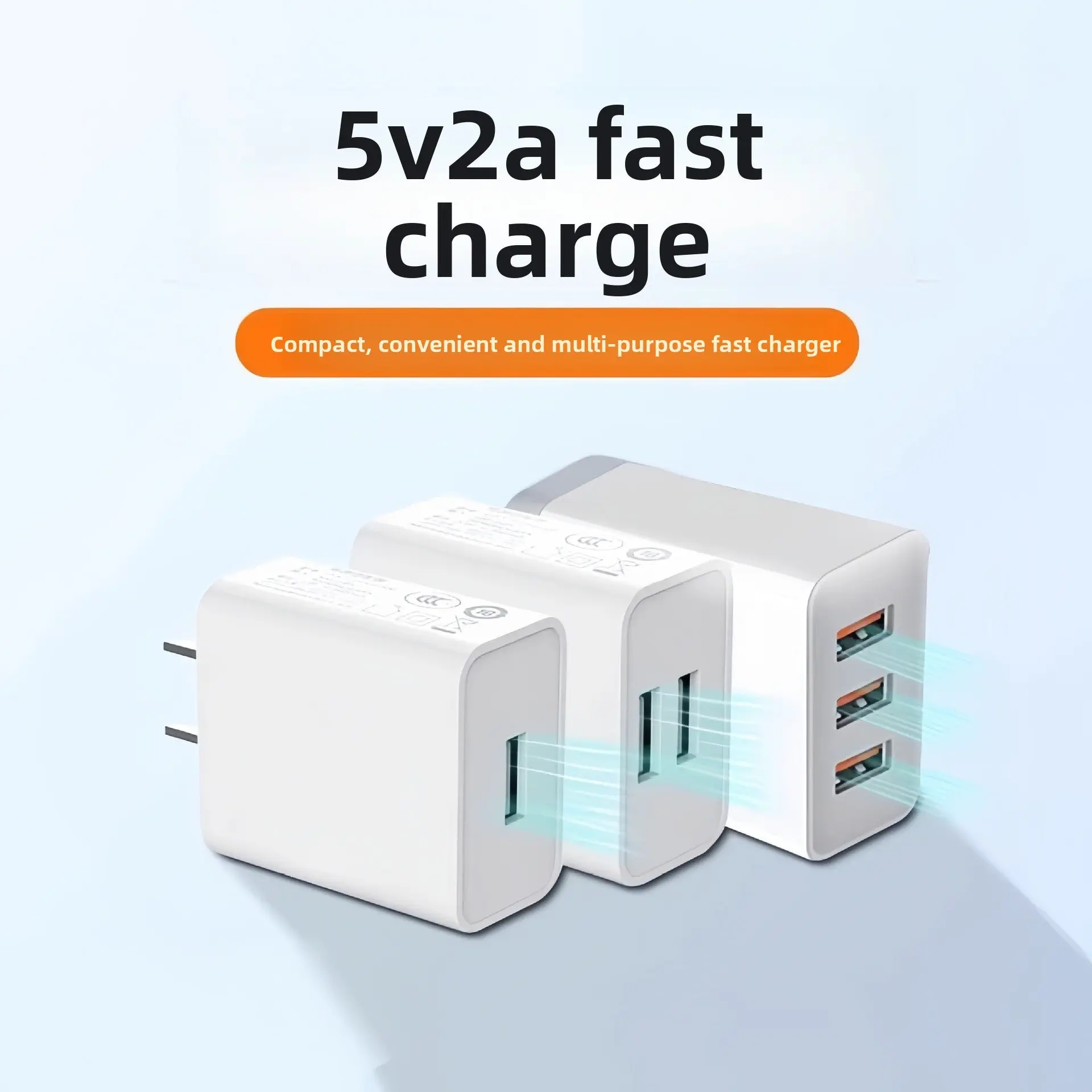 Multi-Port USB Charger Adapter - Compact Fast-Charging Plug for Smartphone, Cellphone, Android Phones, USB Type-A Cable & Electronics Accessories
