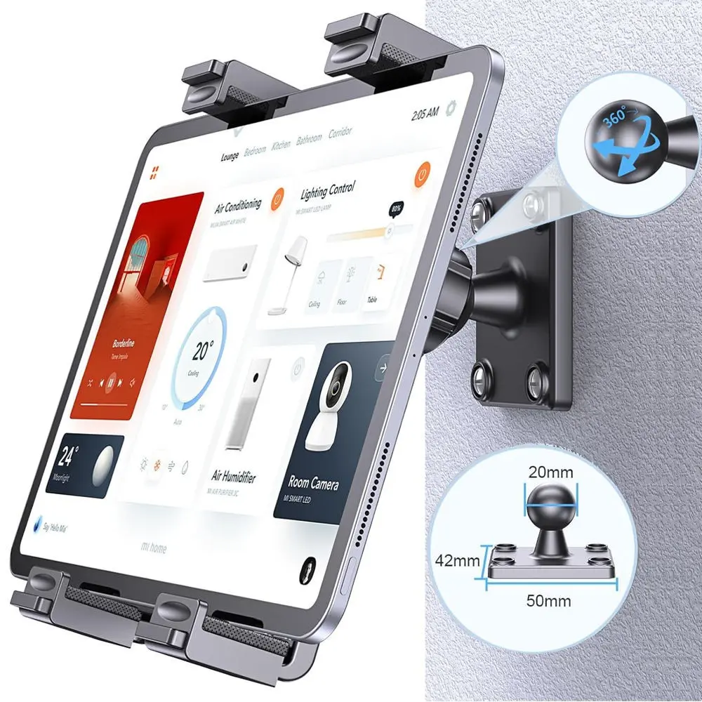Ohlpro Universal Tablet Wall Mount Holder for 7-11 Inch Tablets, Smartphones, E-Readers, 360° Adjustable, Compatible with iPad, iPhone, Kindle, Galaxy Tab, Tablet Accessories