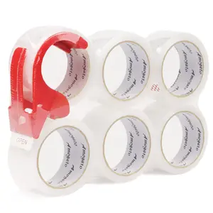 6 Rolls Duty Packing Tape with Tape Gun Dispenser, 2 Inch x 110 Yards (660 Yards Total), Clear Shipping Tape for Moving, Packaging, Shipping &
