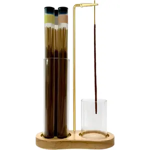 2 in 1 Glass Incense Holder, Incense Sticks Burner with Storage, Upside Down Hanging Incense Holder with Glass Ash Catcher for Meditation Yoga Spa Room Decor