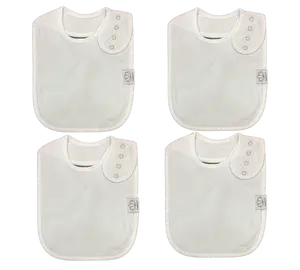 Isabeli Organic Cotton Adjustable Toddler Drool Bibs - Pack of 4 White Bibs