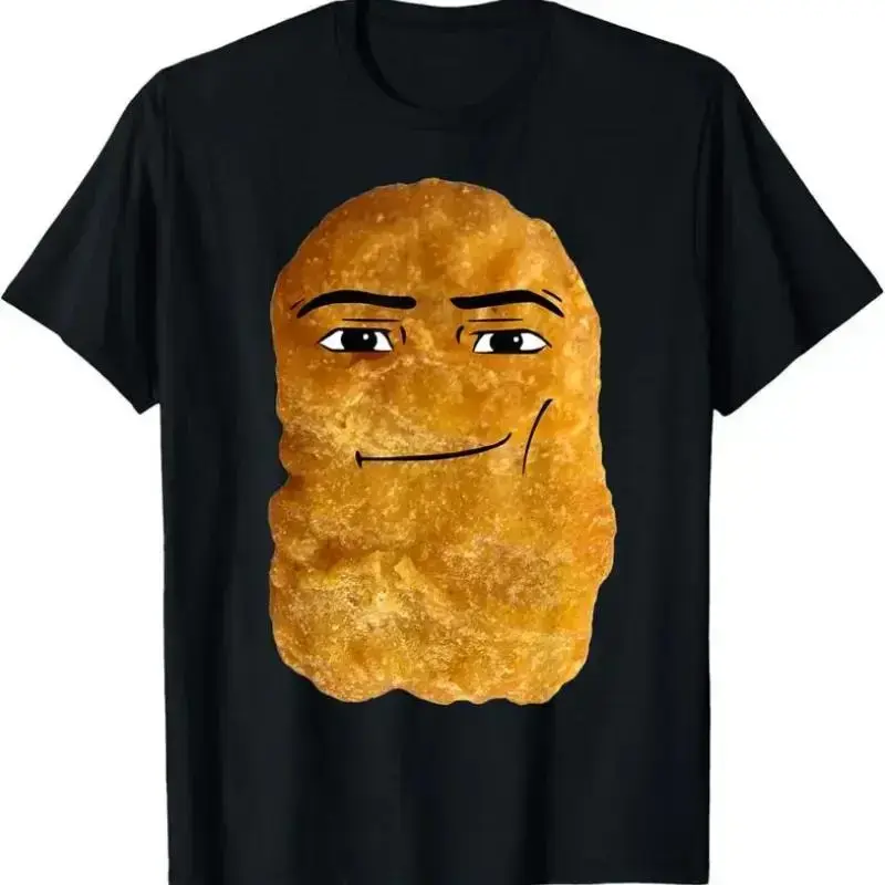 Men's 100% Cotton Short-Sleeve Round Neck Casual Streetwear Chicken Nugget Meme T-Shirt, Small, Black, Shortsleeve, Menswear, Tshirt, Top, Us Pride / Nation Pride, Perfect Fit