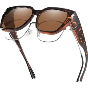 Polarized Fit Over Glasses Sunglasses for Women Men Trendy Square Wrap Around Shades UV Protection-USA