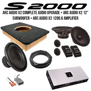 Level 4 Honda S2000 ARC AUDIO X2 COMPLETE AUDIO UPGRADE + Arc Audio X2 12” Subwoofer + ARC Audio X2 1200.6 Amplifier
