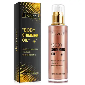 Ikzee Shimmering Body Glitter Oil, Matte Shimmer Liquid Makeup Oil, Long-Lasting Color, Enhances Skin Glow, Perfect for Parties and Events