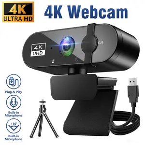4K/2K Webcam for PC with Microphone, Computer Camera with Noise Cancellation, Privacy Cover, 110° FOV, Plug & Play USB Webcam for Streaming, Conferencing, Zoom, Skype, Facetime, Laptop, PC, Skype