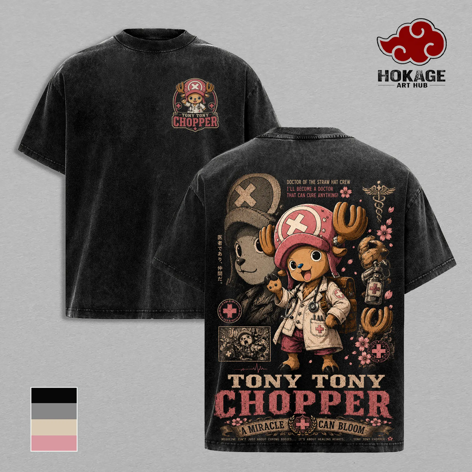 Tony Tony Chopper OP T-Shirt, Anime Graphic Tee, Vintage Washed Shirt, Oversized Streetwear T-Shirt, Japanese Manga Shirt, Heavyweight Cotton Tee, Unisex Anime Merch, Gift for OP Fans