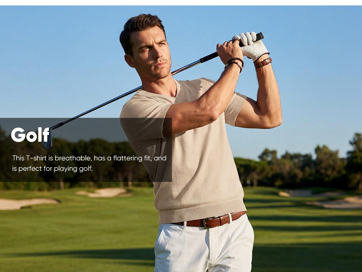 JMIERR Men's Wool Blend Short Sleeve V-Neck Sweater Soft Textured Knit Pullover for Business Casual Wear