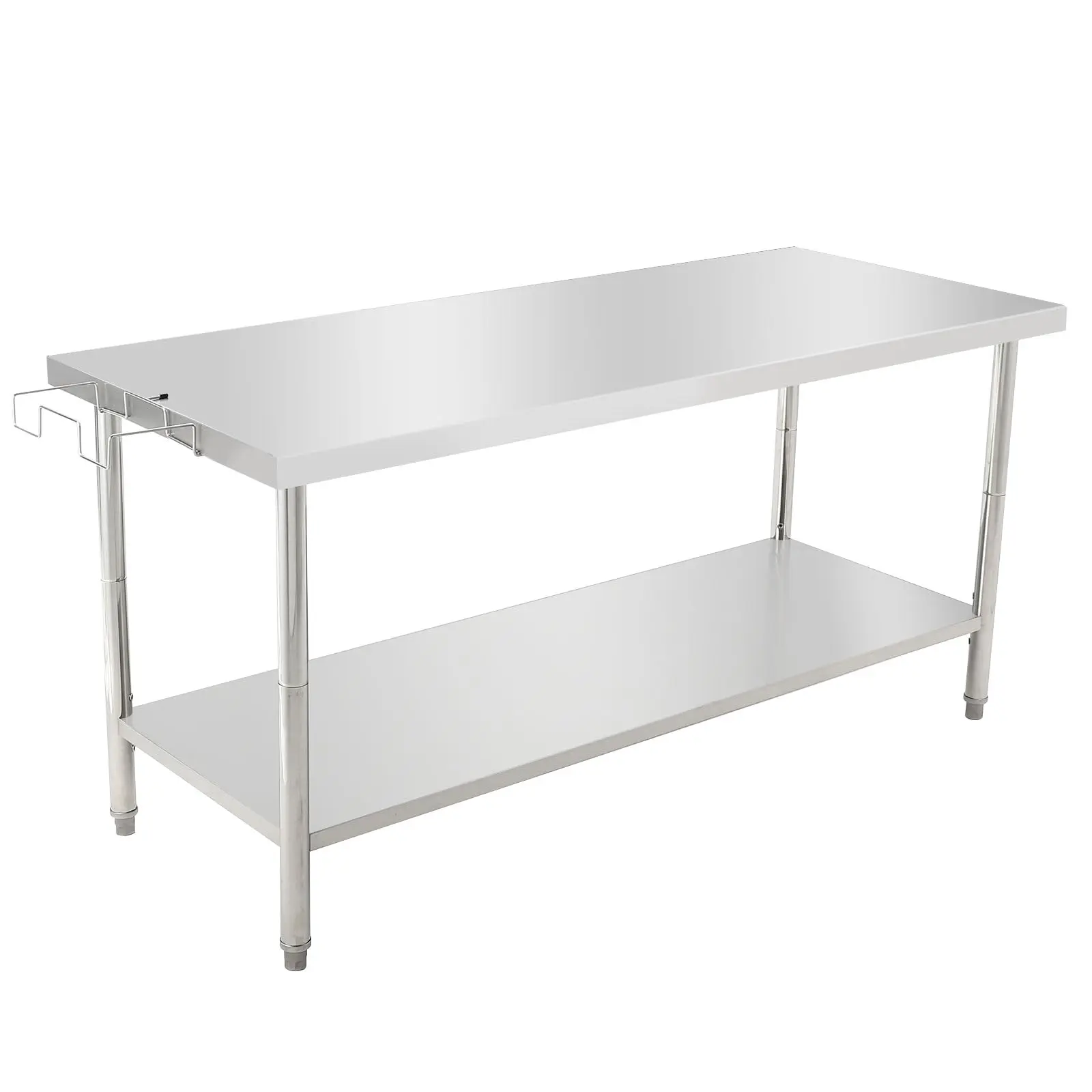GARVEE Heavy Duty Stainless Steel Kitchen Work Table 72x30 with Adjustable Under Shelf and Removable Trash Rack - Ideal Metal Utility Prep Table for Restaurant, Garage, Warehouse Use