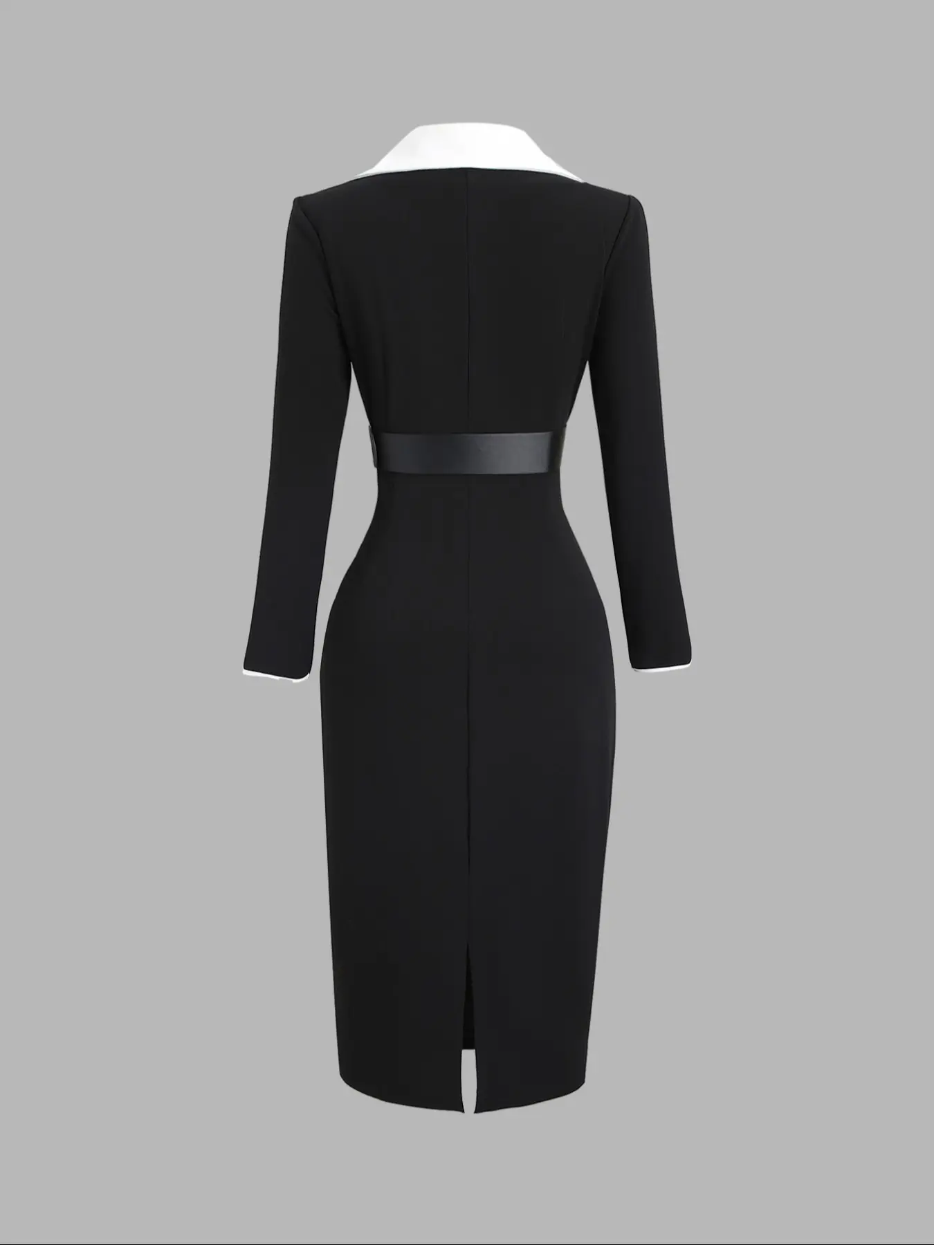 Elegant Chic V Neck Color Block Dress, Knit, Contrast, Fit, Slim Waist,  Office Wear, Belted Design, Pockets, Fall Winter Fashion, Formal - TikTok  Shop