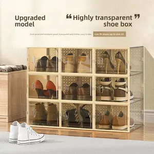 12-layer orange transparent shoe box, shoe storage organizer, transparent plastic stackable, shoe storage, shoe rack and stand replacement, sports shoe container, entrance, wardrobe, toy storage and organizing box under the bed, shoe cabinet display