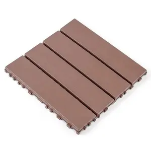 Plastic interlocking decking tiles, 44 packs of terrace decking tiles, 12”x 12“ waterproof for all-weather use, backyard pool decking tiles, Brown
