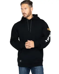 Hawx Men's Logo Sleeve Hooded Work Sweatshirt Tall - Hf18f2-Blk-Tll