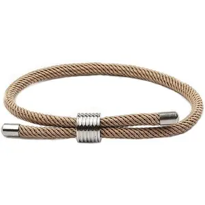 Nautical Woven Friendship Rope Boho Bracelet  Wrap String Steel Charm Adjustable