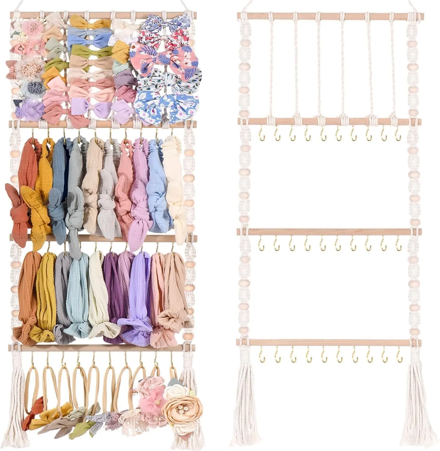 Headband Holder Bows Organizer For Girls Holder Baby Headband Hair Accessories Organizer For Baby Bow Hanger Storage For Girls Hair Bows For Toddler Room Wall Decor (W1)