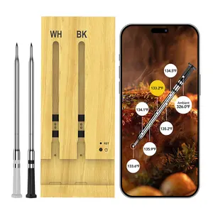 Wireless Meat Thermometer with WiFi Connection Smart Digital LCD Food Thermometer for Grill BBQ Smoker Oven IP68 Waterproof Cooking Probe for Steak Turkey Kitchen Use Mother's Day Holiday Gifts instant read