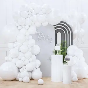 PartyWoo Pearl White Balloons 155pcs Different Sizes Pack of 18 12 10 5 Inch Metallic White Latex Balloon Arch Kit Garland for Wedding Graduation Baby Shower Birthday Party Decorations White-Z30