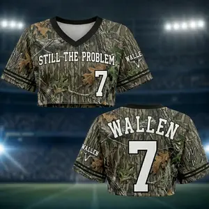 Still The Problem #7 Wallan Croptop Football Jersey, Country Music 2 Sided Jersey Shirts, Camouflage Crop Shirt