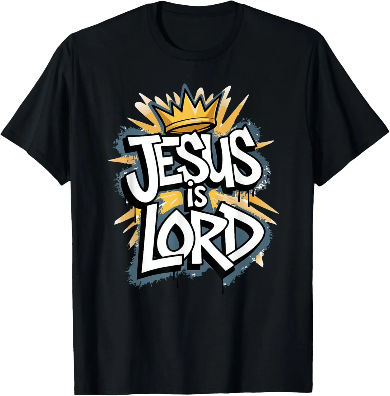 Jesus Is Lord' Graffiti Graphic T-Shirt Pure Cotton Graphic Tees Menswear Top: Gifts for Men & Women