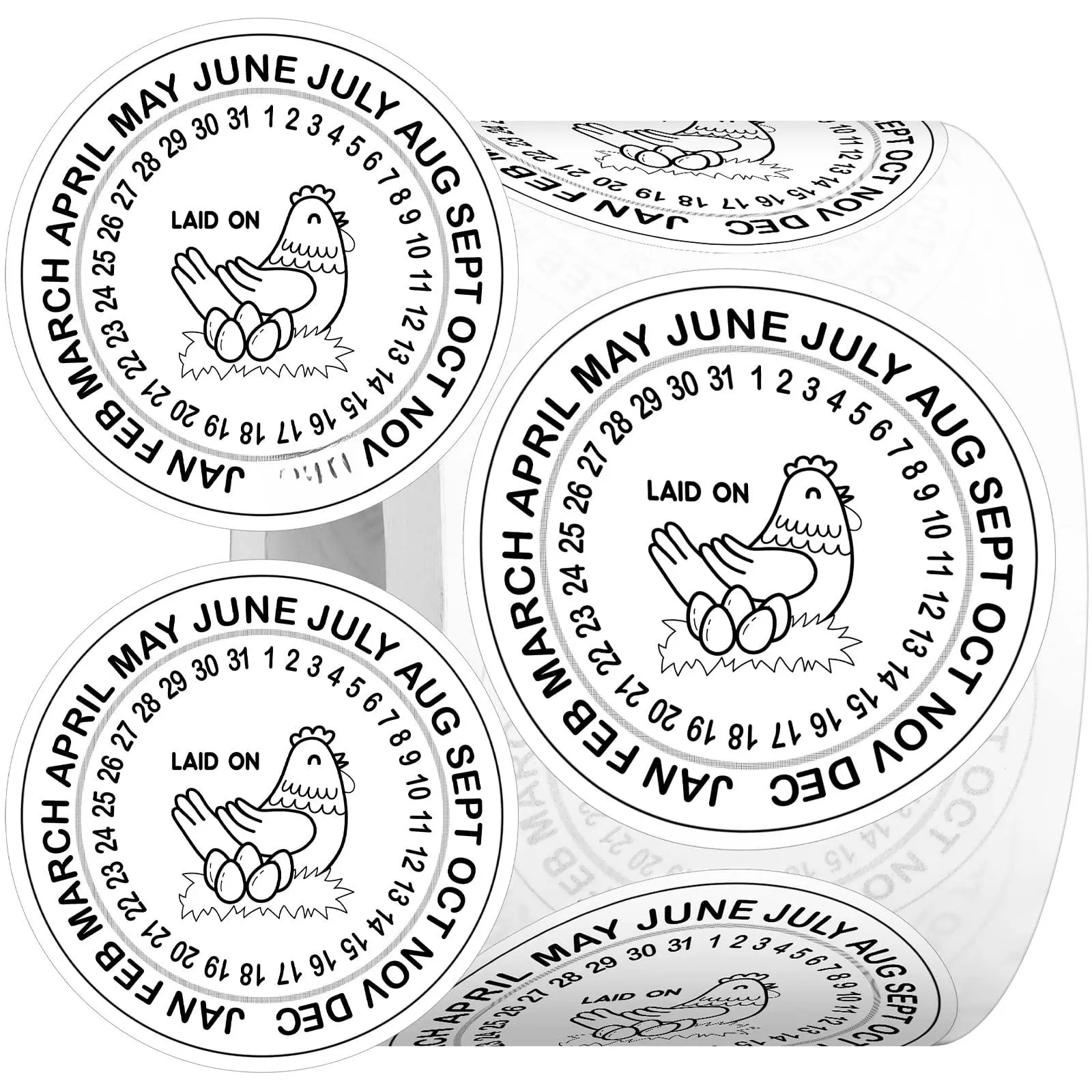 500 Eggs Laid On Date Stickers 2" Farm Fresh Egg Round Chicken Carton Labels For Farmer's Market Packaging Produce Labeling