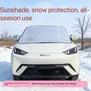 Universal Car Front Windshield Cover, Sunshade Half Shield, Winter Snow and Frost Protection, Anti-Snow and UV Blocking, Easy Install