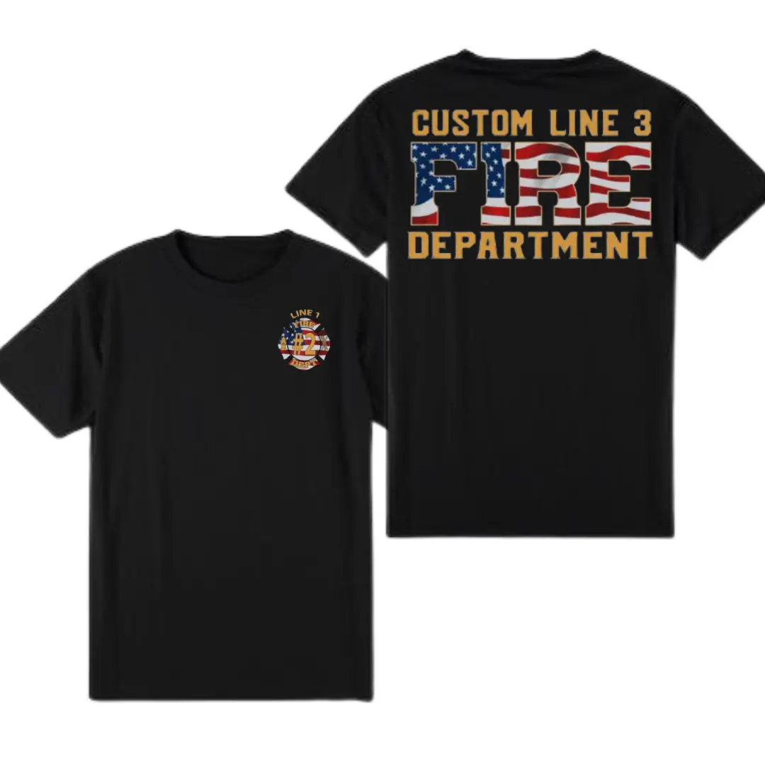Custom Fire Department Shirt, Personalized Firefighter Station Tee, Fireman Line Number T-Shirt, Fire Department Pride Shirt