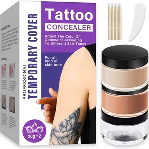 Tattoo Concealer – Adjustable Shade with Light & Dark Pastes – Water‑Resistant, Long‑Lasting Temporary Cover – For Tattoos, Scars, Birthmarks & Bruises – Professional Grade – 20g x 2 – All Skin Tones