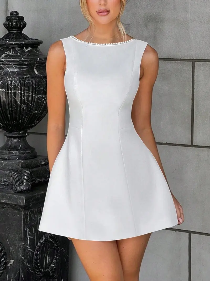white mini grad dress White Eyelet Baby Doll Mini Dress — Graduation Dress — Ria Bleu