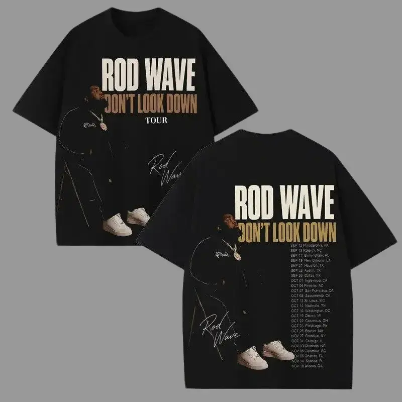 Rod Wave 'Don't Look Down Tour 2026' Tour Date Graphic 100% Cotton T-Shirt, Rod Wave Fan Graphic Tee, Dont Look Down Merch Streetwear Graphic Shirt, Gift for rap fans
