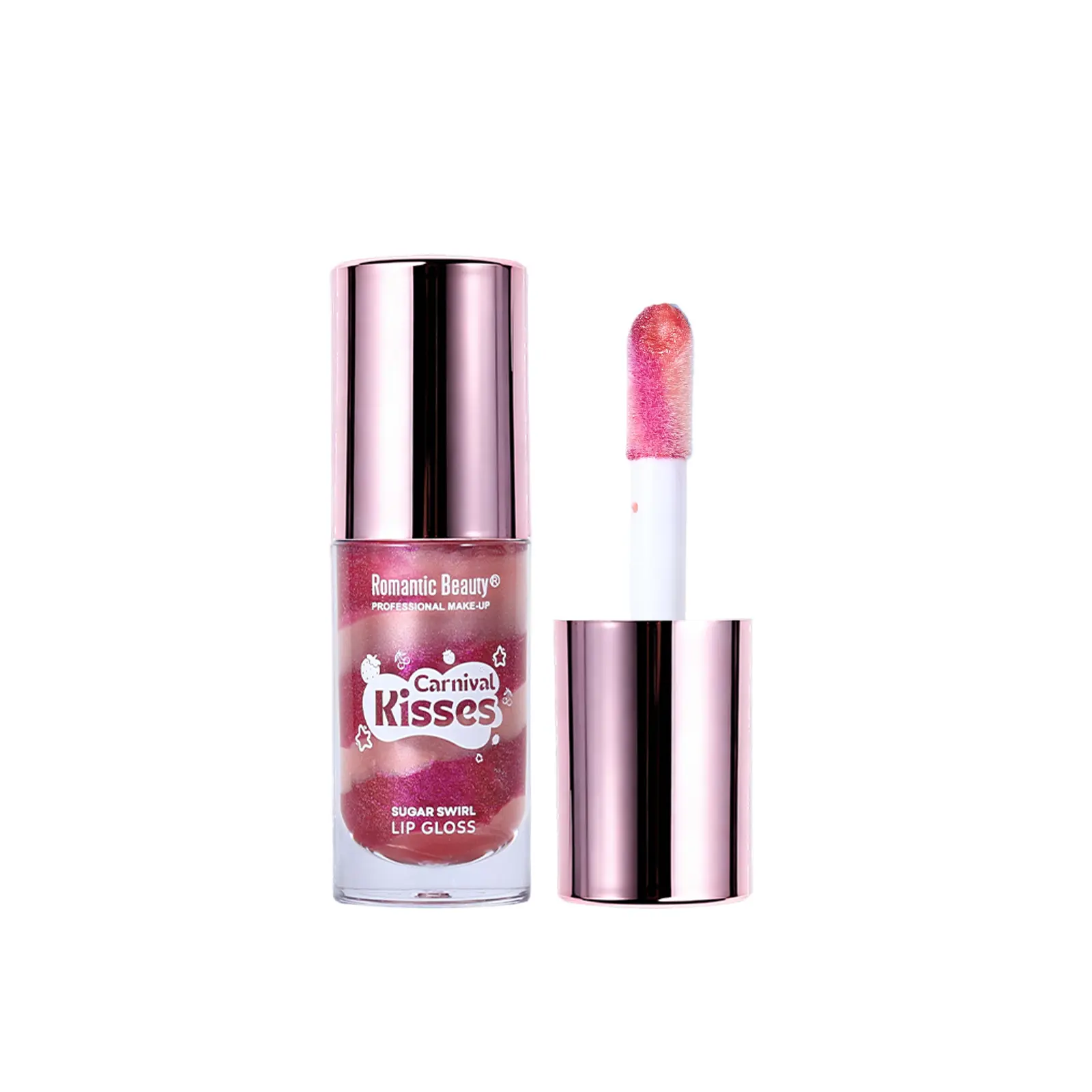 RMT Romantic Beauty Sugar Swirl Lip Gloss, Hydrating Moisturizer and Plumping Lip Care, Rose Pink with Glossy Shimmer for Everyday Glam