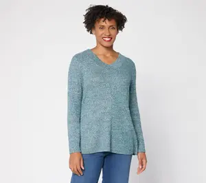 Denim & Co. Regular Ribbed Long Sleeve V-Neck Tunic
