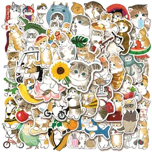 DIY Cute Cartoon Cat Series Pattern Decorative Sticker, 50pcs Waterproof Graffiti Decals, Multipurpose DIY Self Adhesive Decorative Stickers, Funny Stickers
