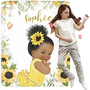 Personalized Black Girl Fleece Throw Blanket with Name - Custom African American Gift for Toddler Baby, Christmas Birthday Gift for Her
