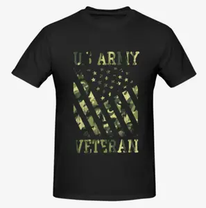[Graphic Tee] US Army Veteran Camo Flag Tee | #Streetwear 100% Cotton Soft Breathable Casual T-Shirt, Comfortable Cool Sweat-Wicking Camouflage USA Flag Graphic Top, Perfect for Army Veterans, OOTD & Daily Wear