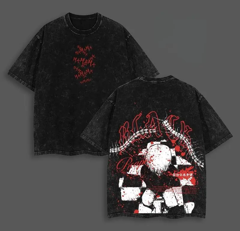 valentine shirts Anime Graphic Tee Casual Streetwear Oversized Washed Cotton Menswear Shirt Anime Merch Gift for Anime Fans Vintage Distressed