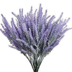 12/24 bundles of outdoor artificial lavender flowers, UV-resistant plastic synthetic flowers, hanging flower baskets, flower pots, garden decorations, decorative flowers, outdoor artificial plants.