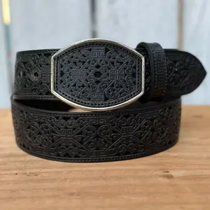 Black “El Jefe” Artisan Leather Belt for Men Made in Mexico
