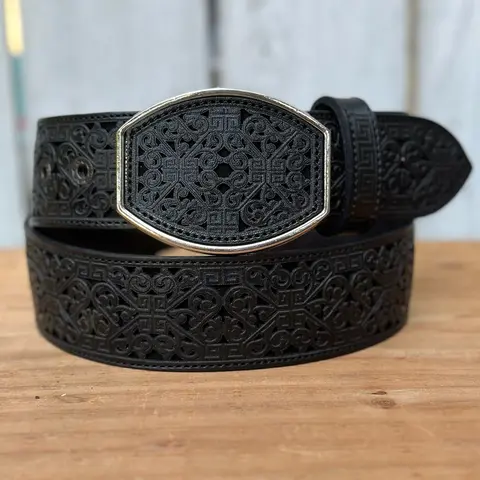 Black “El Jefe” Artisan Leather Belt for Men Made in Mexico
