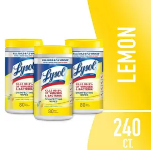 Antibacterial Wipes – 3 Pack, 80 Ct Each, Lemon Lime