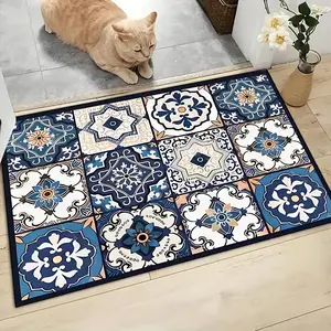 Bohemian Style Entrance Door Mat, Bohemian Pattern Rug, Nordic Home Decor Welcome Rug, Nordic Design Rug, Suitable for Courtyard, Gate & Entryway Rectangular Area Carpet