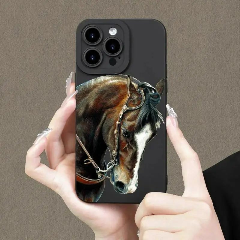 Horse Head Pattern Shockproof Phone Case, Anti-drop Phone Protective Cover, Phone Accessory,phone Case Suitable for Iphone 11/12/13/14/15/16/17 Pro Promax Plus Air and Samsung S22/S23/S24/S25 Plus Ultra Fe, Accessories, Smartphone