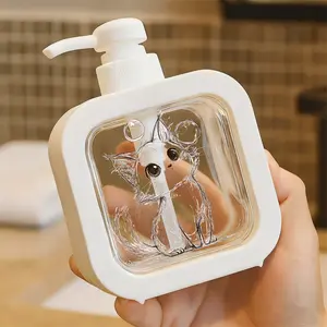 Whimsical Cat Design Pump Dispenser - Cute Refillable Soap or Lotion Container with One-Touch Push Pump, Ideal for Bathroom and Kitchen - Soft Plastic Material, Minimalist Style