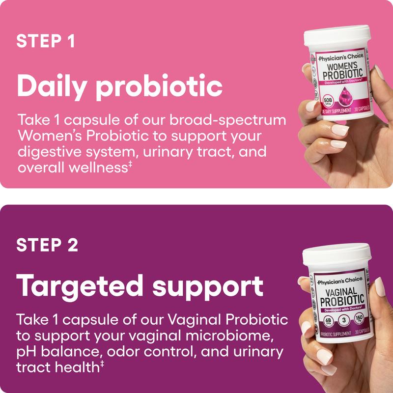 Physician's Choice Power Duo: Daily Digestion, Immune, Urinary Tract & Feminine Support for Women with Women's Probiotic + Vaginal Probiotic