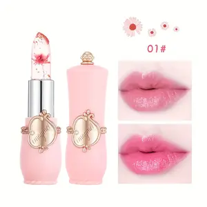 6Pcs Transparent Petal Color Changing Lipsticks Long Lasting Waterproof Lip Tint High Hydration Lip Glossy Natural Makeup Hydrate Set