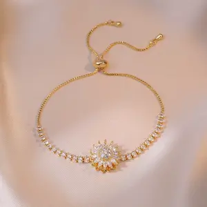 Stress-Relieving Rotating Lucky Sunflower Pendant Bracelet-Ease fidgeting Bracelet, rotating crystal flower Bracelet, spun sunflower pendant Bracelet, flexible rotatable jewelry