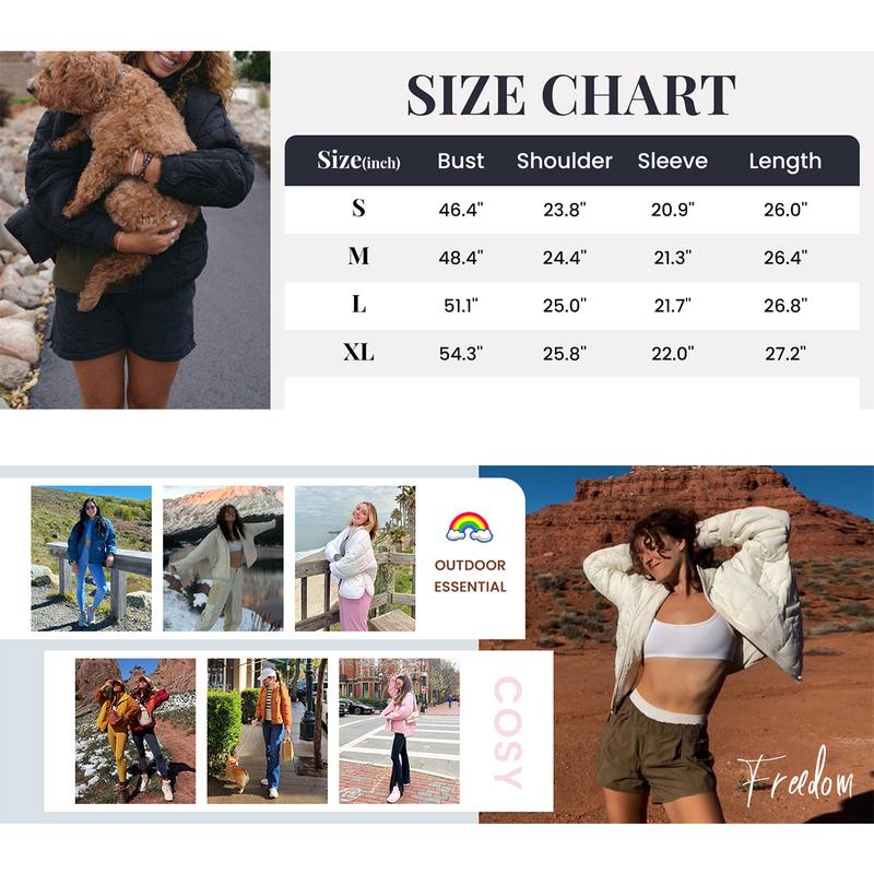 Tanming Women's Lightweight Quilted Puffer Jacket Long Sleeve Full Zip Casual Padded Coat  with Side Pockets Spring